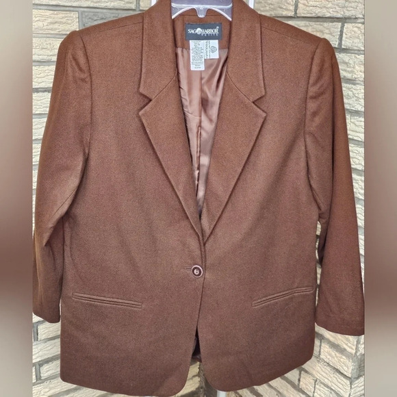 SAG HARBOR Petites 100% Wool Blazer Sz 14 - Picture 1 of 8